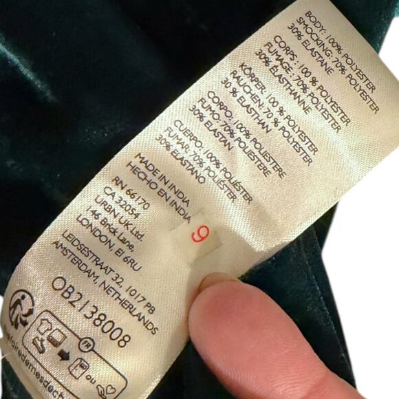 Free People Farrier Velvet Mini Dress Women's XL Green A-Line Long Sleeve NEW - Picture 6 of 7